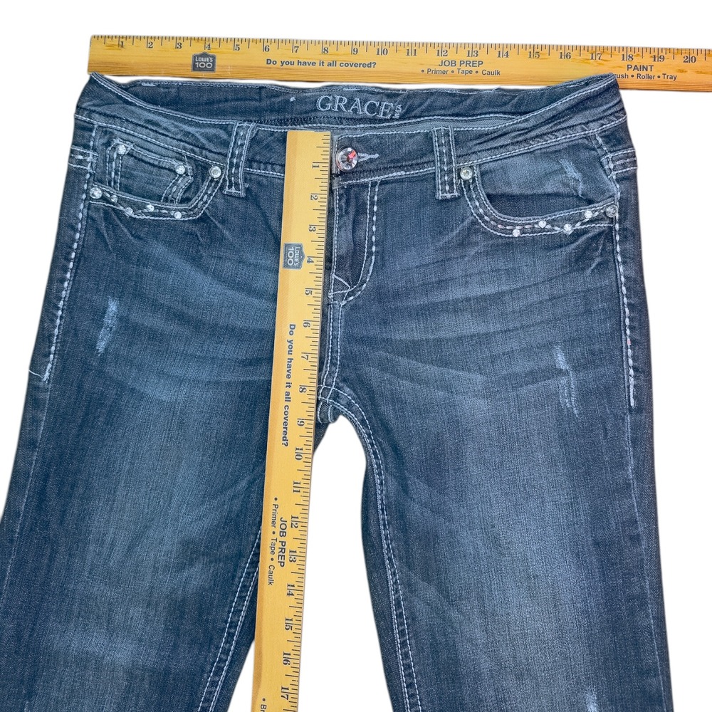 GRACE in LA Women's Size 30 Easy Fit Bootcut Cross Embellished Jeans 27" Inseam - Picture 7 of 16